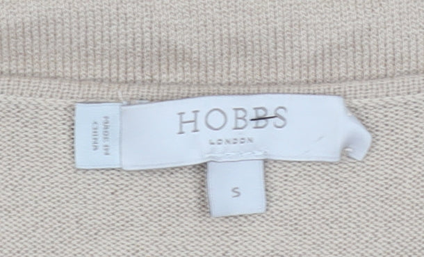 Hobbs Women's Beige V-Neck Wool Pullover Jumper S