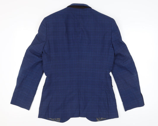 Next Men's Blue Check Blazer, Size 38 Regular