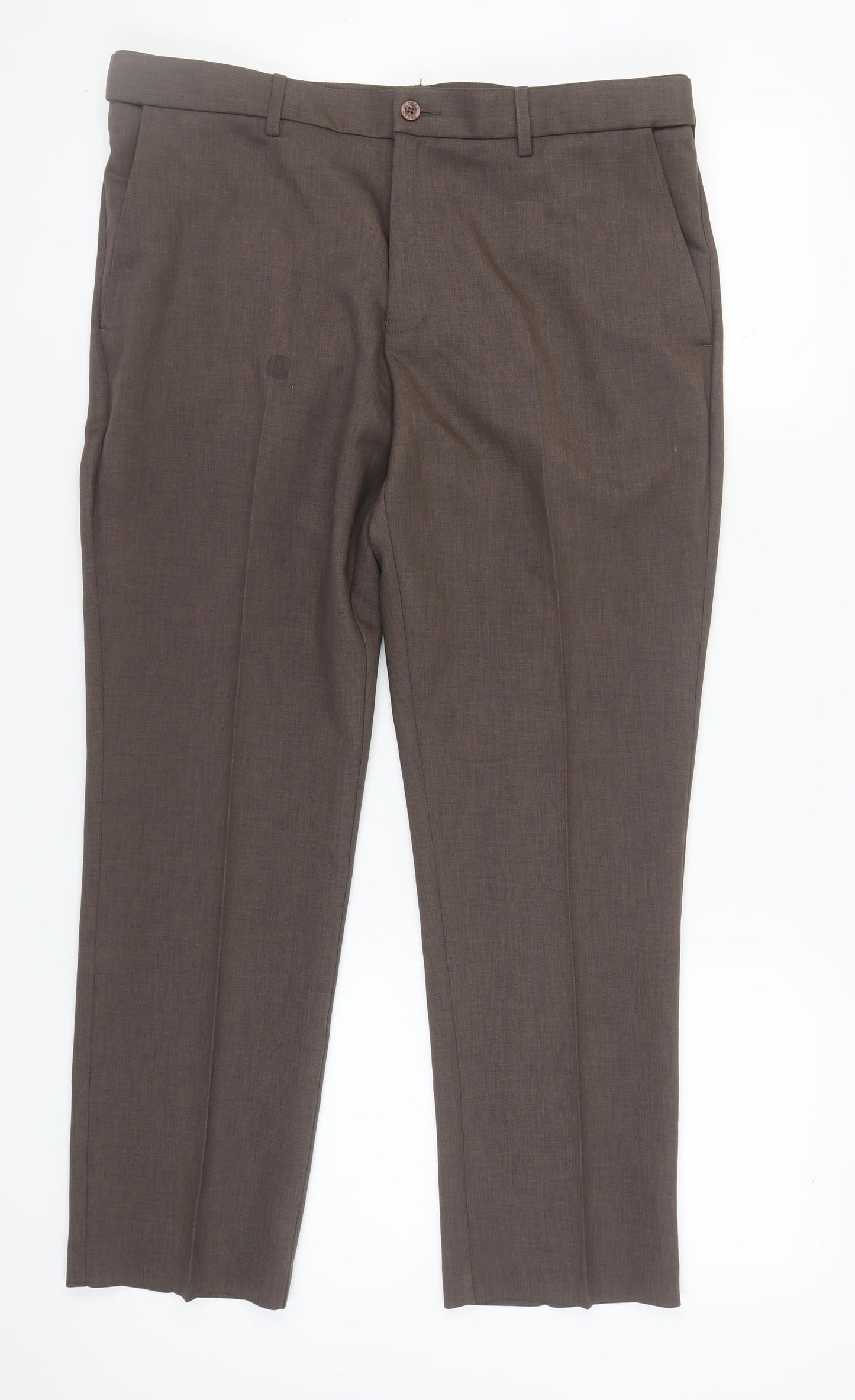 Farah Men's Brown Classic Dress Pants 36