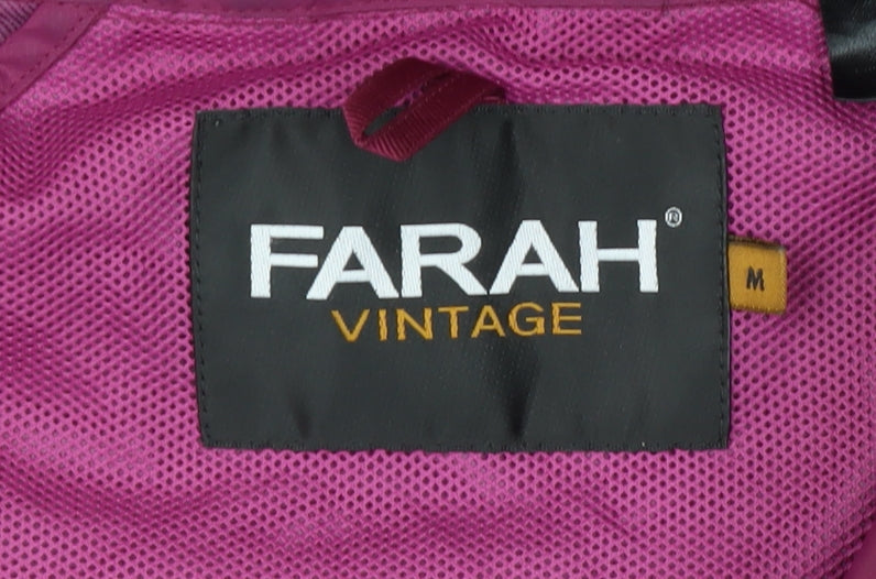 Close-up detail of Farah unisex pink windbreaker nylon jacket m