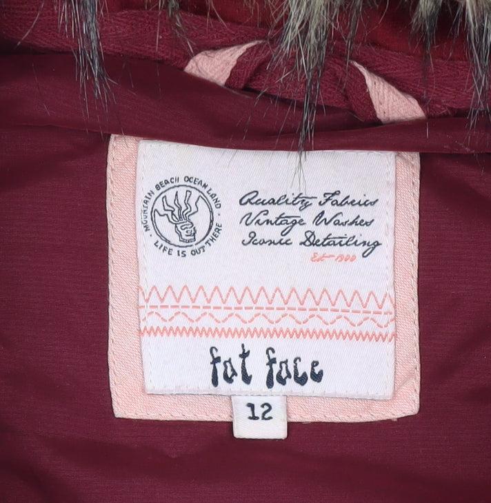 Fat Face Red Puffer Waistcoat Women Size 12 Hooded Classic