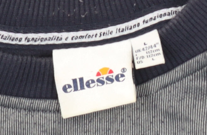 Ellesse Men's Blue Grey Sweatshirt L Logo Long Sleeve