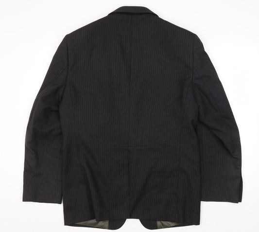 Next Mens Black Pinstripe Blazer 40R Regular Fit