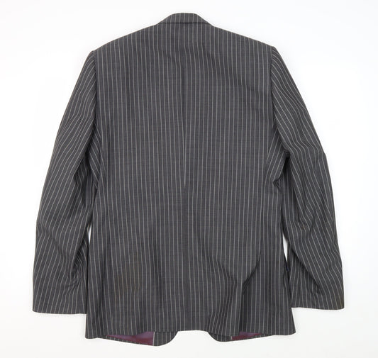 Jones Men's Grey Striped Blazer, 40L for Formal Events