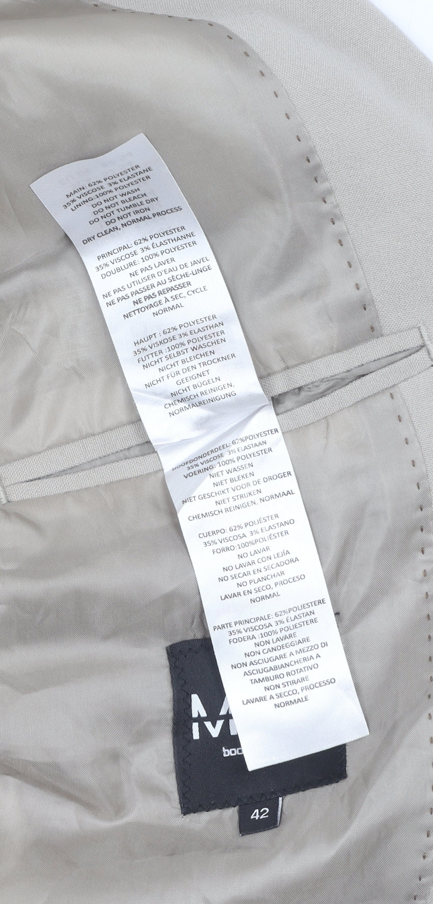 Additional view of boohooMAN Beige Blazer, Men's, size 42, Two-Button