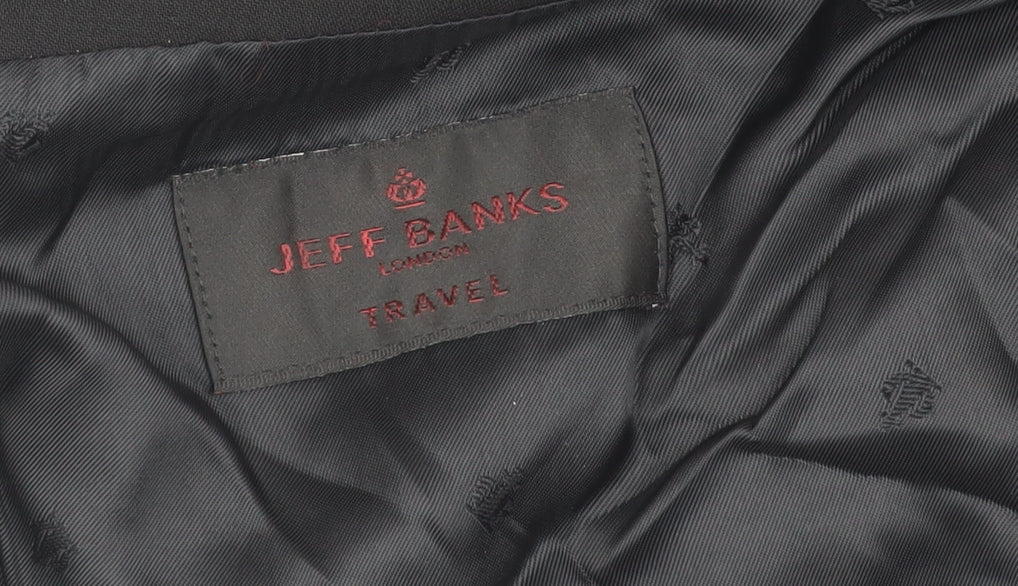 Jeff Banks Men's Black Wool Long Blazer, Chest 44L