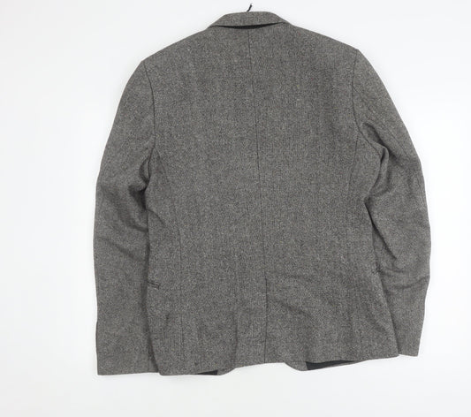 H&M Men's Grey Herringbone Blazer, Size 42R