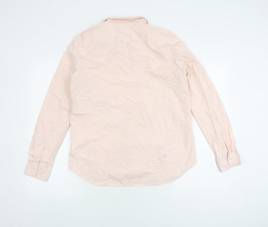 Gap Men's Peach Striped Casual Shirt M Fitted