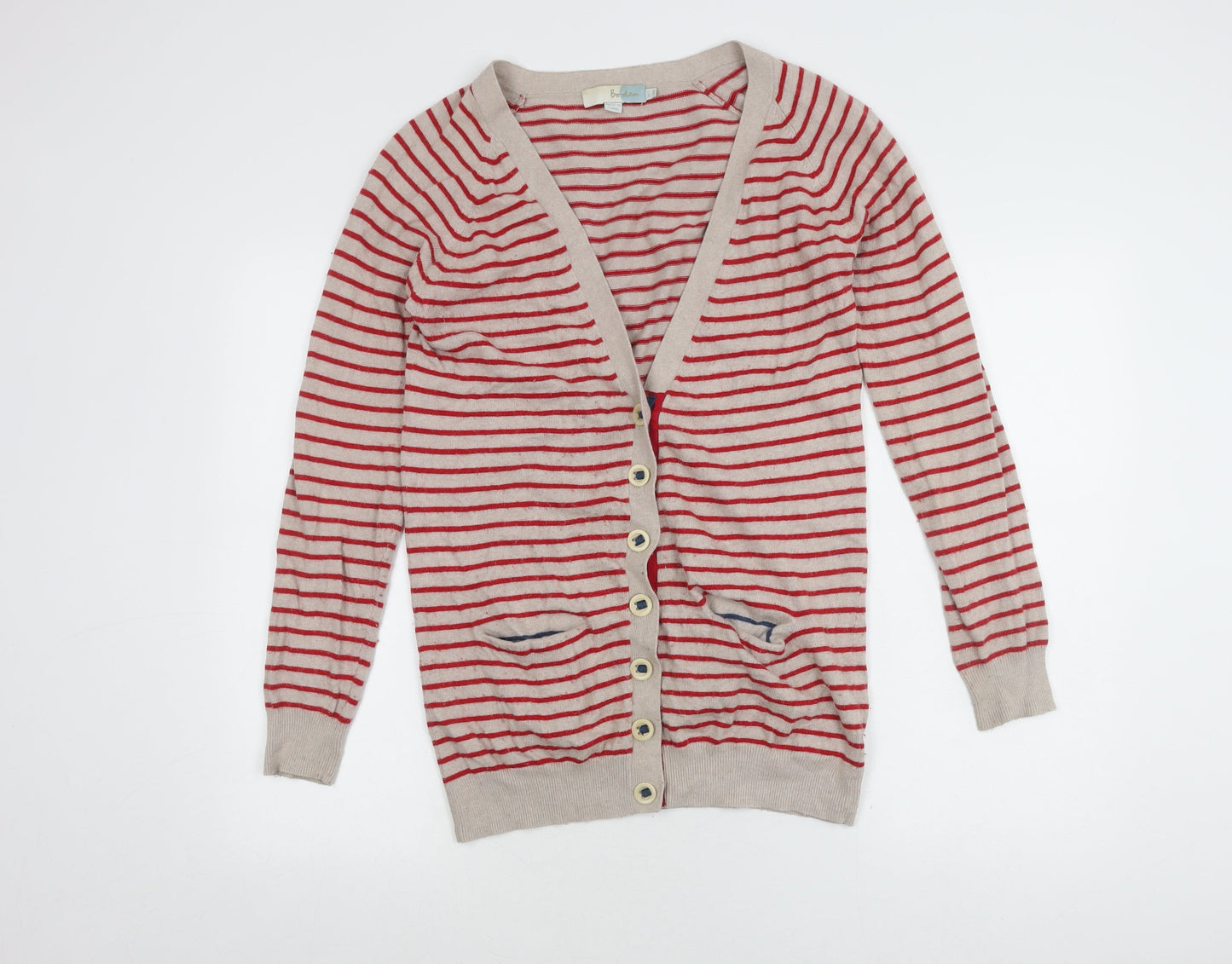 Boden Women's Red Striped Cardigan Size 12