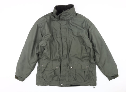 Champion Men's Green Puffer Jacket M Stand-Up Collar
