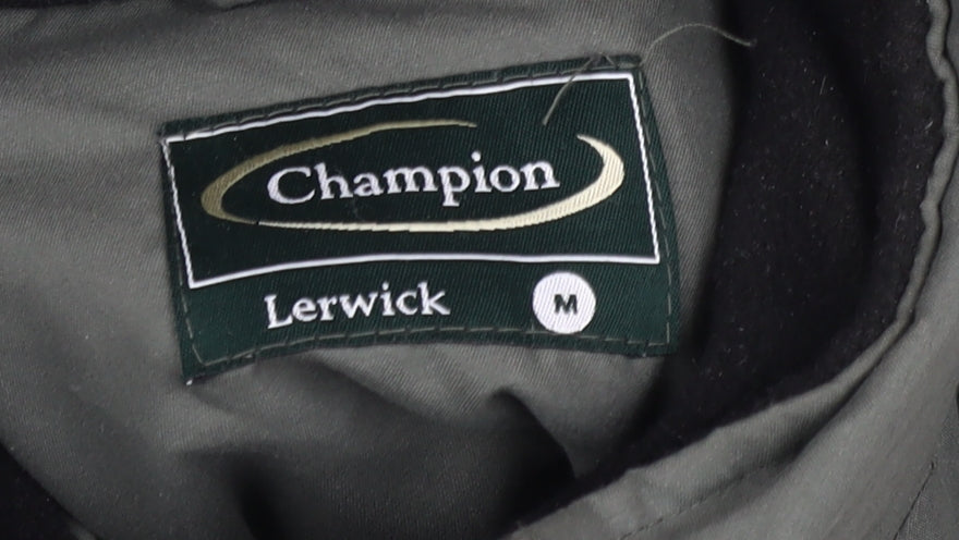 Champion Men's Green Puffer Jacket M Stand-Up Collar
