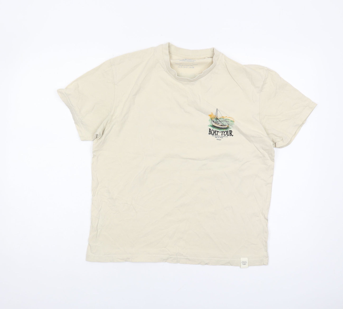 Pull&Bear Beige T-Shirt S Unisex Casual Graphic Summer