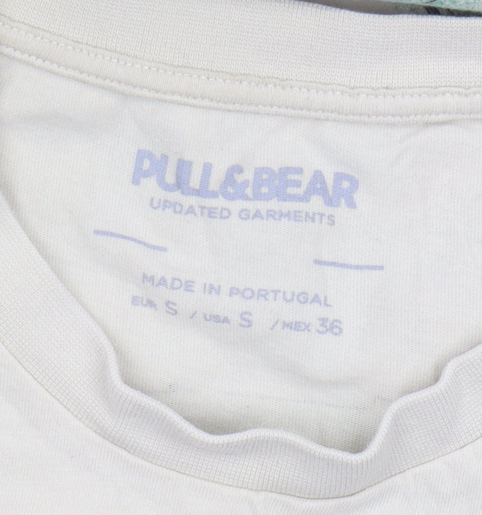 Pull&Bear Beige T-Shirt S Unisex Casual Graphic Summer