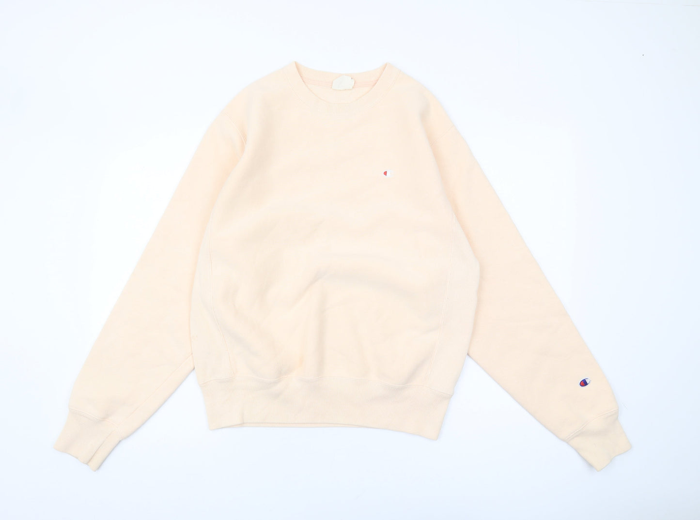 Champion Beige Unisex Sweatshirt Small Pullover Crew Neck