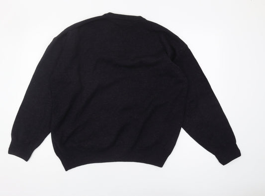 James Pringle Men's Black V-Neck Argyle Jumper M