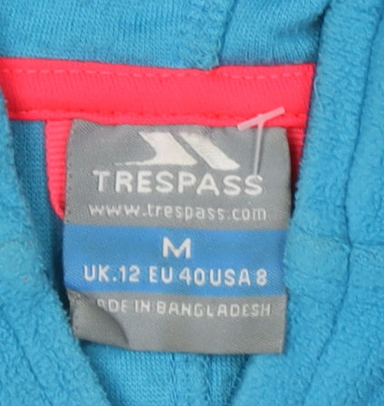 Trespass Women's Blue Fleece Jacket Size 12 Casual Hooded