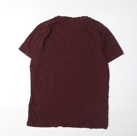 Jack & Jones Mens Red Graphic T-Shirt, Size L, Crew Neck