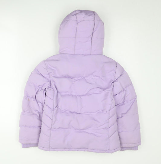 SoulCal & Co Girls Purple Puffer Jacket 7-8 Years Hooded