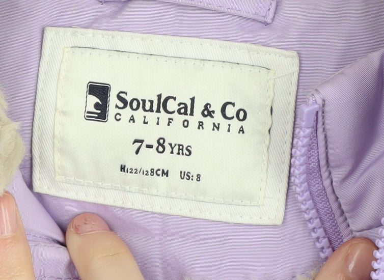 Additional view of SoulCal girls’ purple puffer jacket 7-8 years hooded