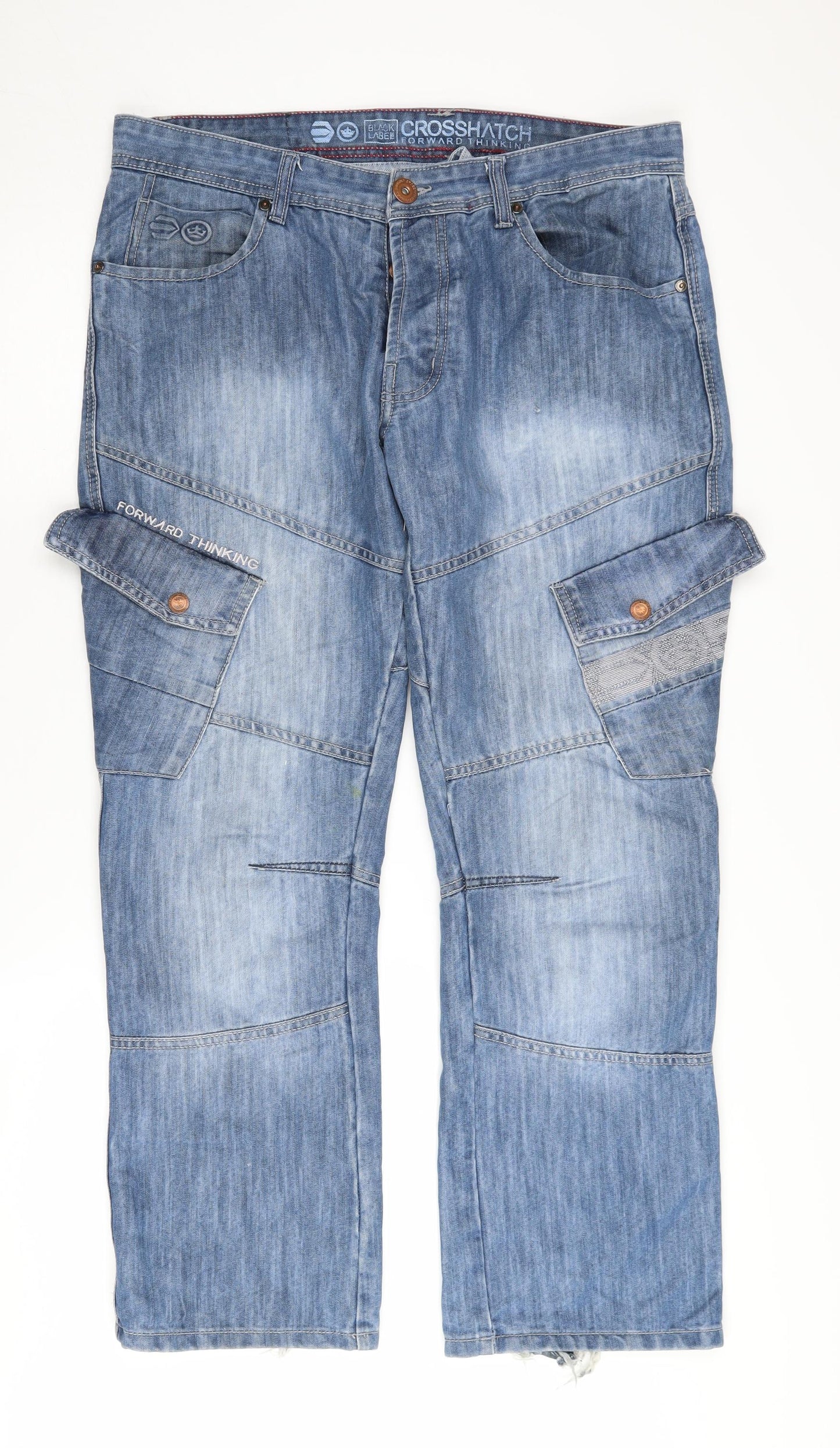 Crosshatch Men's Blue Cargo Jeans Size 36