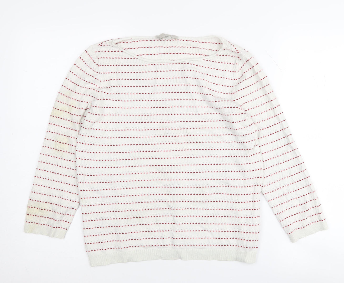 Hobbs Women's White Striped Jumper, Medium, Long Sleeve