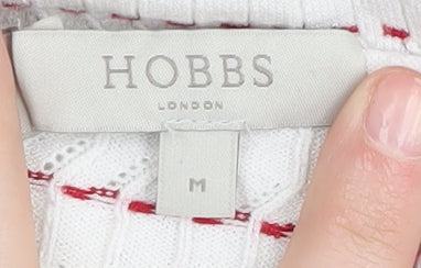 Hobbs Women's White Striped Jumper, Medium, Long Sleeve