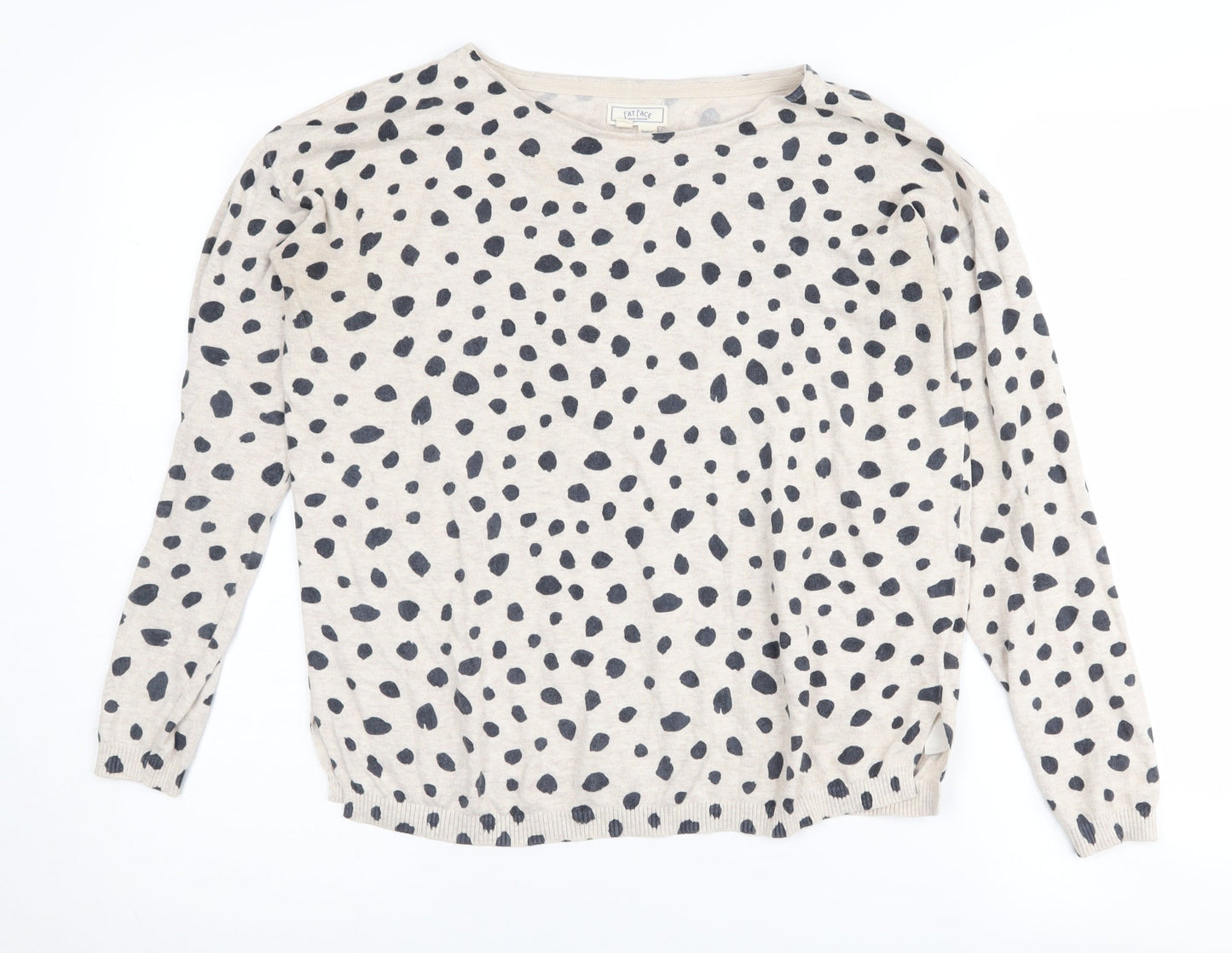 Fat Face Women's Beige Animal Print Pullover Jumper Size 8