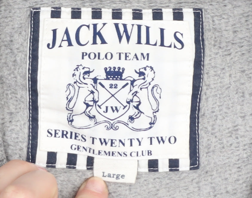 Jack Wills Men's Grey Wool Blend V-Neck Jumper Large