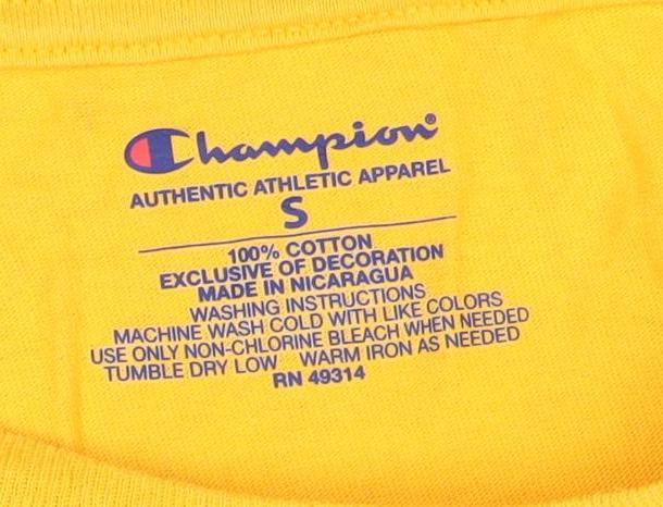 Champion Men's Yellow University T-Shirt Size S