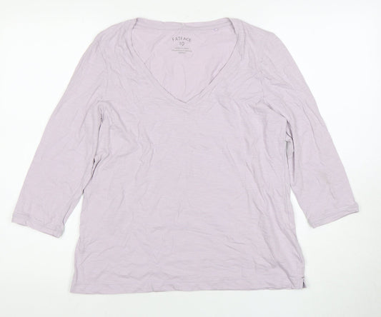 Womens UK Size 10 FatFace Purple Cotton T-Shirt