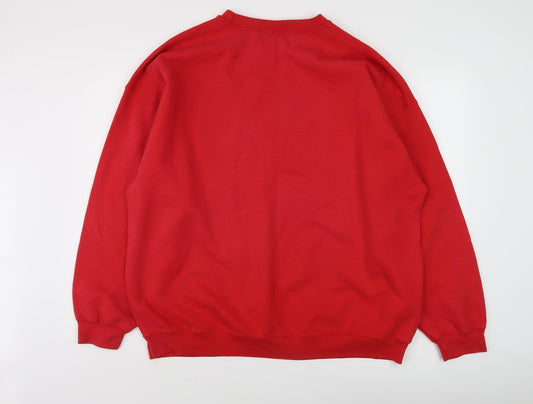 Disney Unisex Red L Mickey Mouse Pullover Sweatshirt