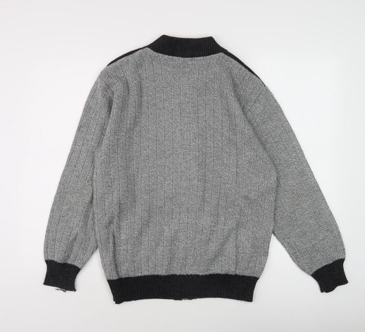 Bellissimo Men's Grey Argyle Knit Jacket M