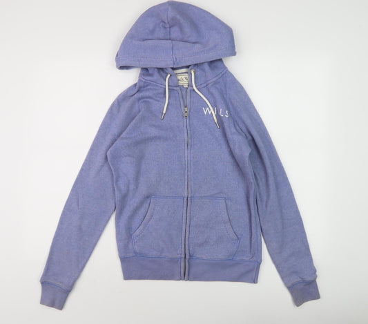 Womens UK 8 Regular Jack Wills Blue Full Zip Hoodie