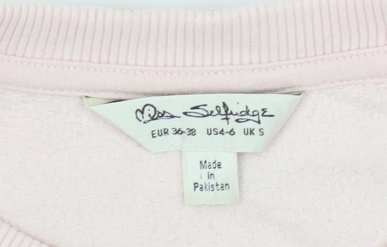 Brand and care label for Miss Selfridge Pink Women’s Pullover Sweatshirt S