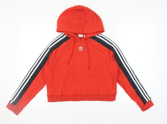 Womens UK 8 Regular adidas Red Pullover Hoodie