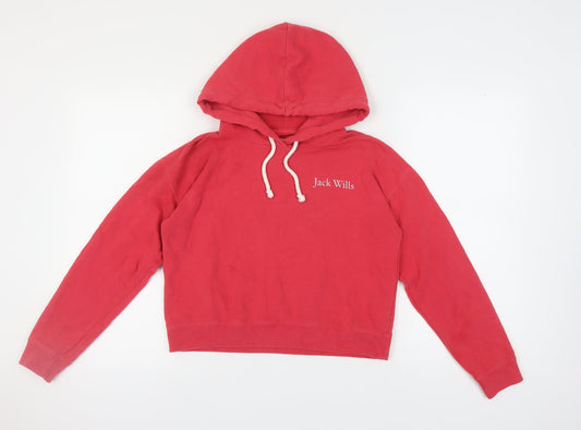 Jack Wills Women's Red Hooded Pullover Hoodie Size 8