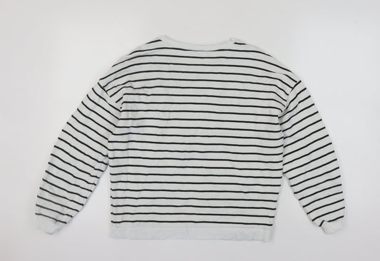 River Island Women's White Striped Pullover Sweatshirt XS