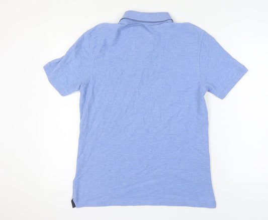 Marks and Spencer Men's Blue Cotton Polo Shirt S