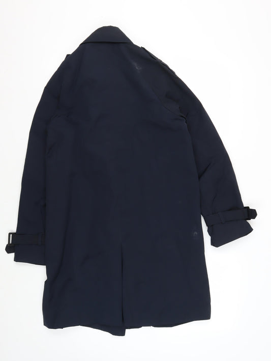 Zara Men's Blue Trench Coat XS Belted Buttoned