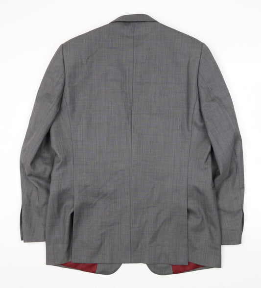 Jaeger Men's Grey Wool Blazer 42R Regular Fit