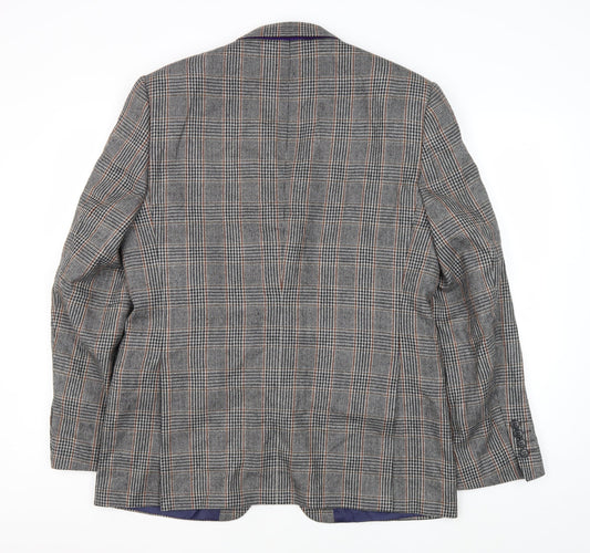 Paul Costelloe Men's Grey Plaid Wool Blazer 40R