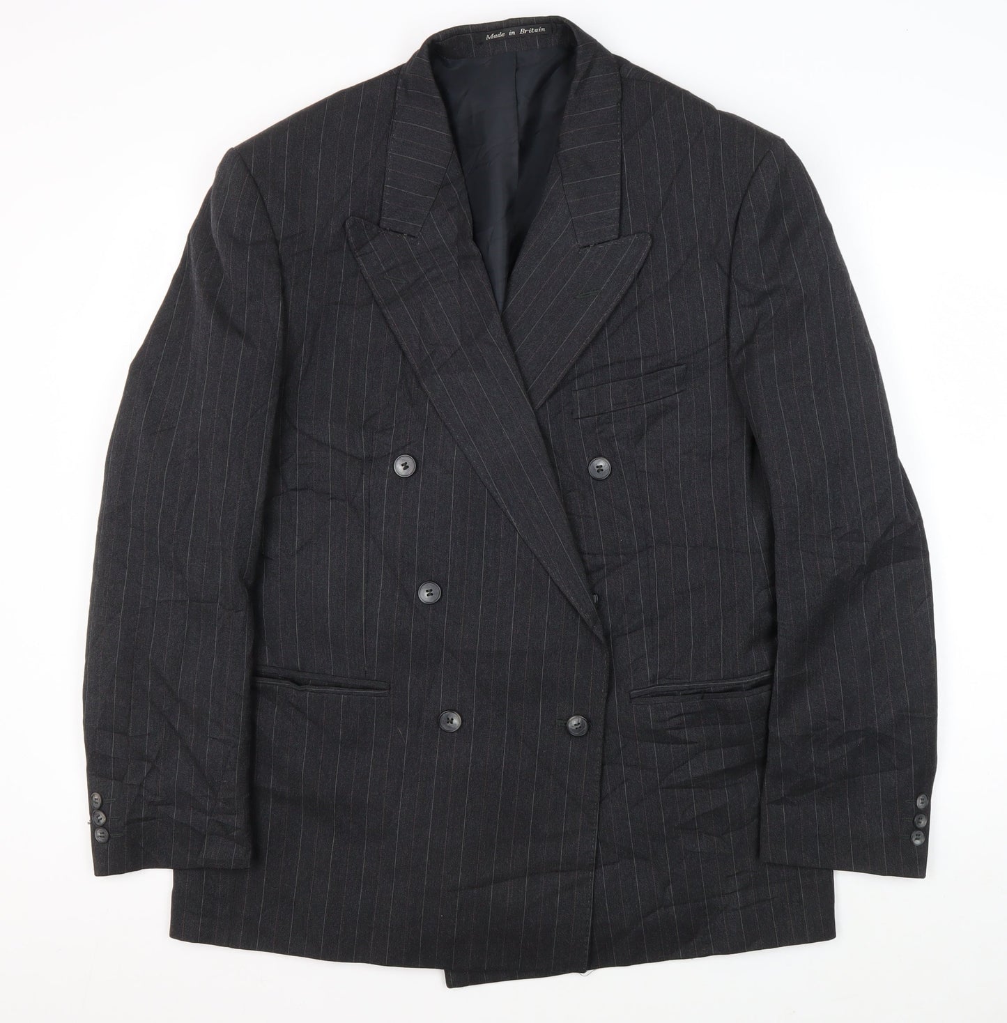 Fellini Men's Black Double-Breasted Suit Jacket 44R