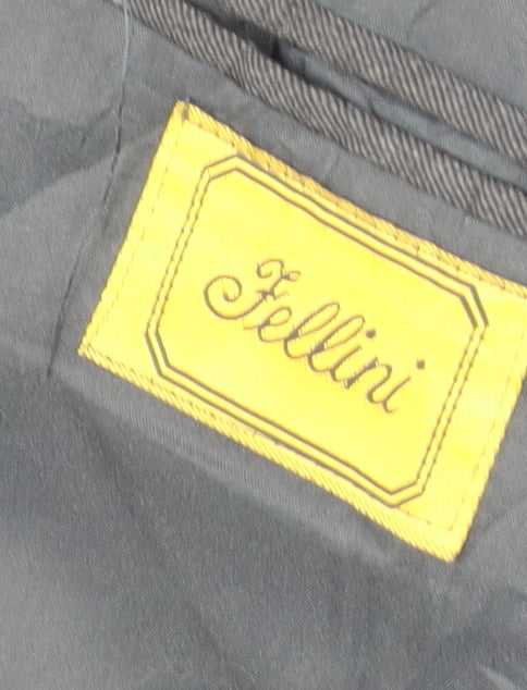 Fellini Men's Black Double-Breasted Suit Jacket 44R