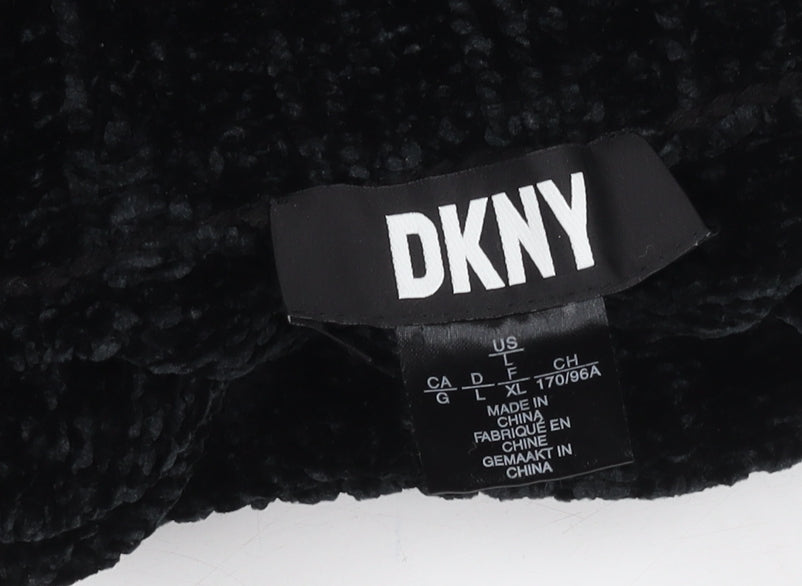 DKNY Women's Black Mock Neck Logo Pullover Jumper L