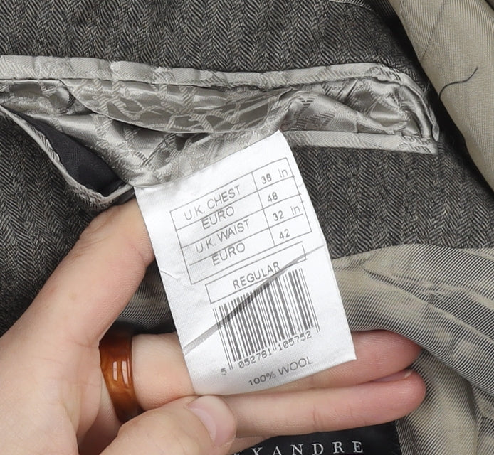 Additional view of Alexandre Grey Herringbone Wool Men's Blazer, size 38R