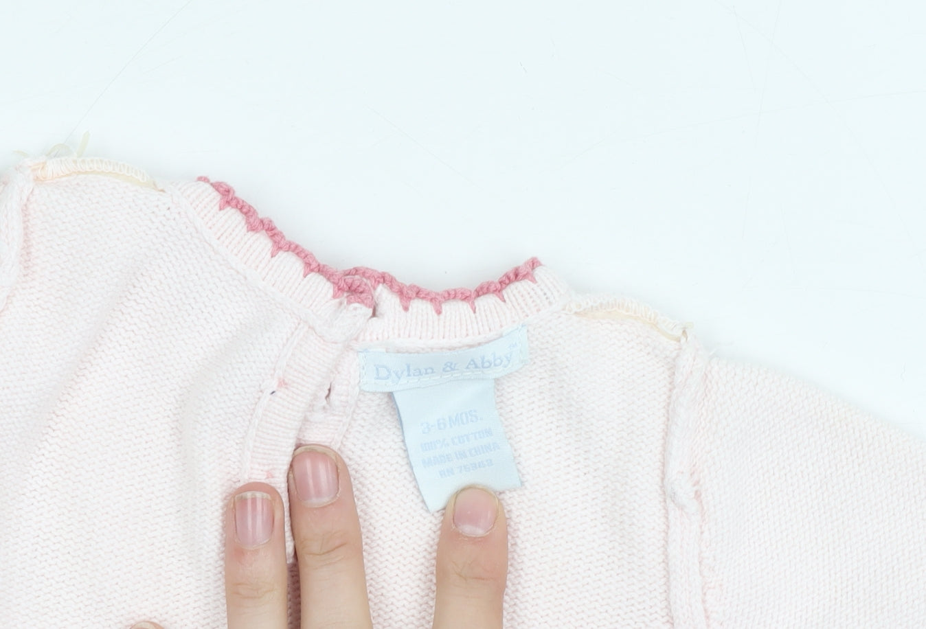 Close-up detail of Dylan & Abby girls’ pink floral dress 3-6 months