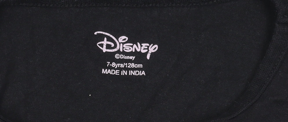 Additional view of Disney girls’ black t-shirt 7-8 years graphic logo
