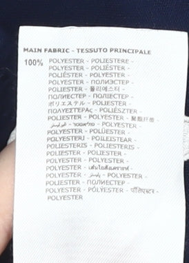 Brand and care label for Macron boys’ blue xs athletic shorts
