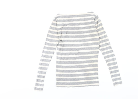 GAP Women's Grey Striped XS Long Sleeve Top