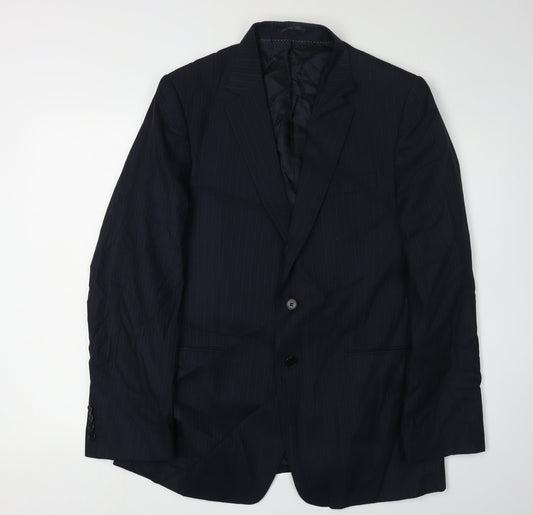 Jaeger Men's Blue Blazer 40R Single-Breasted Wool